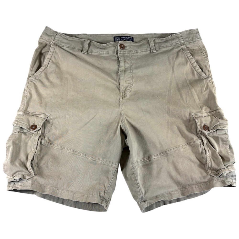 Vintage American Eagle Cargo Shorts Mens 44 Tan Khaki Workwear 90s Grunge Y2K
